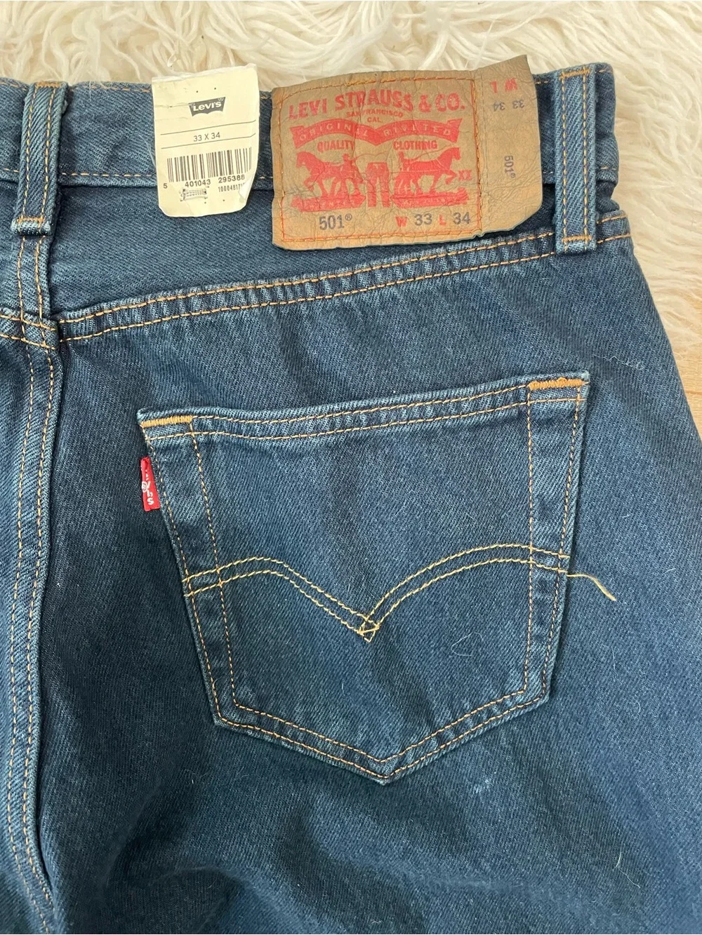 Levi's Mens 501 Original Straight Leg Dark Wash Button Up Denim Jeans (33x34)